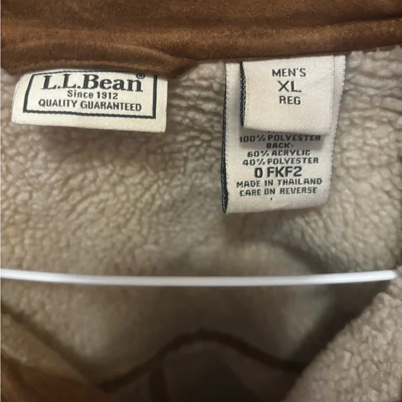 XL L.L. Bean Sherpa Lined Mens Faux Suede Jacket - Picture 3 of 3